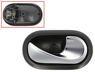 MANETA DE PUERTA INTERIOR RENAULT TWINGO 2008-2012 PARA CABLE / CON PALANCA CROMADA / BASE NEGRO / DELANTERA DERECHA