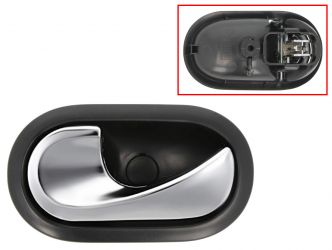 MANETA DE PUERTA INTERIOR RENAULT TWINGO 2008-2012 PARA CABLE / CON PALANCA CROMADA / BASE NEGRO / DELANTERA IZQUIERDA