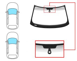 PARABRISAS AUDI A1 2010-2014 3/5 PUERTAS / DELANTERO / VERDE BANDA GRIS / ACUSTICO / CON BASE ESPEJO / CON SENSOR MODIFICADA / MOLDURAS PREMONTADAS