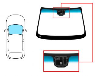 PARABRISAS CHEVROLET CRUZE 2009-2012 4/5 PUERTAS / DELANTERO / VERDE BANDA AZUL / CON BASE ESPEJO