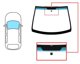 PARABRISAS TOYOTA AYGO 2005-2009 3/5 PUERTAS / DELANTERO / VERDE BANDA AZUL / CON BASE ESPEJO