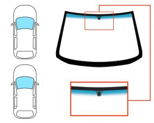 PARABRISAS FIAT PUNTO 1993-1999 3/5 PUERTAS / DELANTERO / VERDE BANDA AZUL / CON BASE ESPEJO 