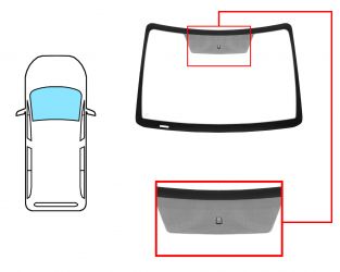 PARABRISAS FORD TOURNEO CONNECT 2002-2006 DELANTERO / VERDE / SERIGRAFIA ANCHA / CON BASE ESPEJO 