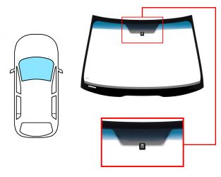 PARABRISAS HONDA ACCORD 2003-2006 4 PUERTAS / FAMILIAR / DELANTERO / VERDE BANDA AZUL / CON BASE ESPEJO