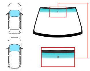 PARABRISAS ROVER 400 1995-2000 4/5 PUERTAS / DELANTERO / VERDE BANDA VERDE / CON BASE ESPEJO / MOLDURAS PREMONTADAS 