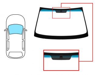 PARABRISAS HYUNDAI ELANTRA 2001-2004 4/5 PUERTAS / DELANTERO / VERDE BANDA AZUL / CON BASE ESPEJO / MOLDURAS PREMONTADAS