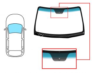 PARABRISAS HYUNDAI SANTA FE 2006-2009 DELANTERO / VERDE BANDA AZUL / TERMICO / CON BASE ESPEJO MODIFICADO 