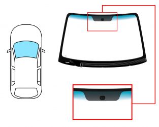 PARABRISAS HYUNDAI TUCSON 2005-2010 DELANTERO / VERDE BANDA AZUL / TERMICO / CON BASE ESPEJO A 6,50CM