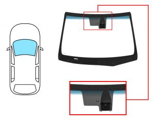 PARABRISAS HYUNDAI IONIQ 2016-2021 DELANTERO / VERDE BANDA AZUL / ACUSTICO / CON BASE ESPEJO / CON SOPORTE CAMARA