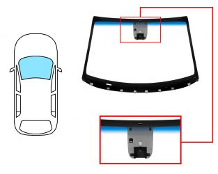 PARABRISAS HYUNDAI TUCSON 2015-2018 DELANTERO / VERDE BANDA AZUL / ACUSTICO / CON BASE ESPEJO / CON SENSOR ANTIVAHO / CON SOPORTE CAMARA / MOLDURAS PREMONTADAS