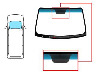 PARABRISAS KIA CARNIVAL 2006-2012 DELANTERO / VERDE BANDA AZUL / TERMICO / CON BASE ESPEJO 
