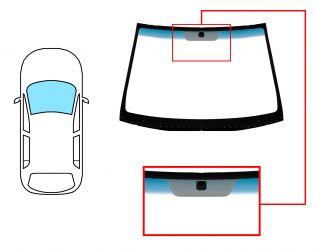 PARABRISAS KIA RIO 2006-2011 4/5 PUERTAS / DELANTERO / VERDE BANDA AZUL / CON BASE ESPEJO