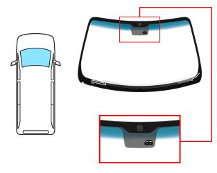 PARABRISAS KIA CARNIVAL 1999-2001 DELANTERO / VERDE BANDA AZUL / TERMICO / CON BASE ESPEJO / CON SENSOR