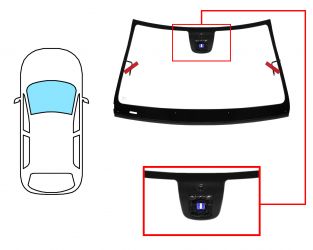 PARABRISAS MERCEDES CLASE E (C207) 2009-2013 CABRIO DELANTERO / VERDE / CON BASE ESPEJO / CON SENSOR / ANTENA / MOLDURAS PREMONTADAS 