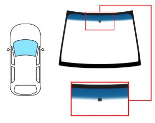 PARABRISAS MITSUBISHI COLT 2004-2008 5 PUERTAS / DELANTERO / VERDE BANDA AZUL / CON BASE ESPEJO 