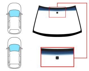 PARABRISAS MITSUBISHI GALANT 1997-2003 4 PUERTAS / FAMILIAR / DELANTERO / VERDE BANDA AZUL / CON BASE ESPEJO 