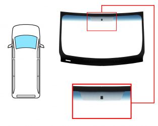 PARABRISAS OPEL VIVARO 2001-2007 DELANTERO / REFLECTANTE / BANDA AZUL / CON BASE ESPEJO A 10 CM DEL BORDE