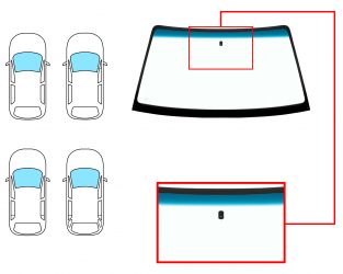 PARABRISAS OPEL KADETT E 1984-1991 3/4/5 PUERTAS / FAMILIAR / CABRIO / DELANTERO / VERDE BANDA AZUL / CON BASE ESPEJO