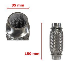Tubo de Escape Flexible 35mm Diametro x 150mm Longitud