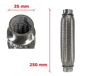 Tubo de Escape Flexible 35mm Diametro x 250mm Longitud