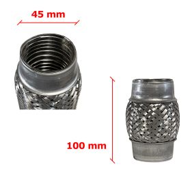 Tubo de Escape Flexible 45mm Diametro x 100mm Longitud