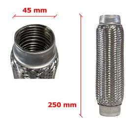 Tubo de Escape Flexible 45mm Diametro x 250mm Longitud