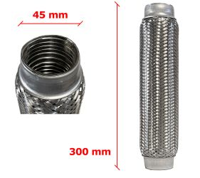 Tubo de Escape Flexible 45mm Diametro x 300mm Longitud