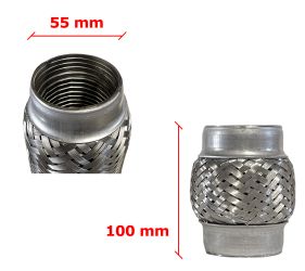 Tubo de Escape Flexible 55mm Diametro x 100mm Longitud