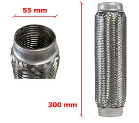 Tubo de Escape Flexible 55mm Diametro x 300mm Longitud