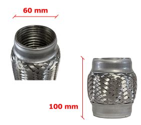 Tubo de Escape Flexible 60mm Diametro x 100mm Longitud
