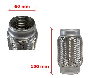 Tubo de Escape Flexible 60mm Diametro x 150mm Longitud