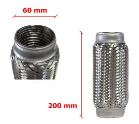 Tubo de Escape Flexible 60mm Diametro x 200mm Longitud