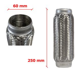 Tubo de Escape Flexible 60mm Diametro x 250mm Longitud