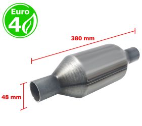 CATALIZADOR UNIVERSAL REDONDO EURO 4 GASOLINA / DIESEL SIN SONDA BOCA 45MM DIAMETRO x 360MM LONGITUD