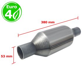 CATALIZADOR UNIVERSAL REDONDO EURO 4 GASOLINA / DIESEL SIN SONDA BOCA 52MM DIAMETRO x 360MM LONGITUD