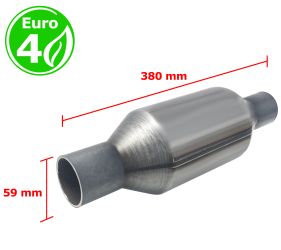 CATALIZADOR UNIVERSAL REDONDO EURO 4 GASOLINA / DIESEL SIN SONDA BOCA 59MM DIAMETRO x 360MM LONGITUD