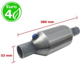 CATALIZADOR UNIVERSAL REDONDO EURO 4 GASOLINA / DIESEL CON SONDA BOCA 52MM DIAMETRO x 360MM LONGITUD