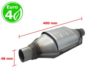 CATALIZADOR UNIVERSAL RECTANGULAR EURO 4 GASOLINA / DIESEL SIN SONDA BOCA 45MM DIAMETRO x 400MM LONGITUD