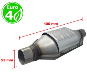 CATALIZADOR UNIVERSAL RECTANGULAR EURO 4 GASOLINA / DIESEL SIN SONDA BOCA 52MM DIAMETRO x 400MM LONGITUD