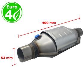 CATALIZADOR UNIVERSAL RECTANGULAR EURO 4 GASOLINA / DIESEL CON SONDA BOCA 52MM DIAMETRO x 400MM LONGITUD